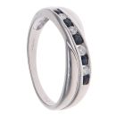 9ct White Gold 0.10ct Diamond and Sapphire Crossover Ring