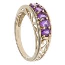 9ct Yellow Gold Amethyst Five Stone Ring