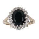9ct Yellow Gold 0.10ct Brilliant Cut Diamond and Sapphire Cluster Ring