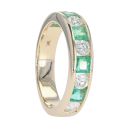 9ct Yellow Gold Diamond And Emerald Eternity Ring by Anya Belle