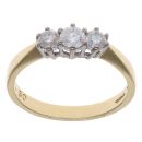 18ct Yellow Gold 0.50ct Brilliant Cut Diamond Trilogy Ring