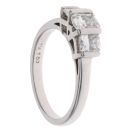 18ct White Gold 1.00ct Modified Step Cut Trilogy Ring