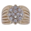 9ct Yellow Gold Cubic Zirconia Patterned Linear Signet Ring