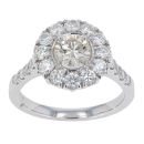 18ct White Gold Est 1.70cts Diamond Halo Cluster Ring by Anya Belle