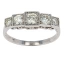 Platinum Diamond Deco Stepped Ring