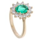 9ct Yellow Gold 0.75ct Brilliant Cut Lab Grown Diamond And Created Emerald Cluster Ring