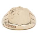 9ct Yellow Gold Half Patterned Shield Signet Ring