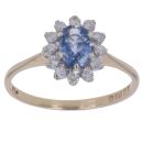 9ct Yellow Gold 0.10ct Diamond and Sapphire Cluster Ring