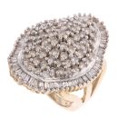 14ct Yellow Gold 4.00ct Brilliant And Baguette Cut Diamond Cluster Ring