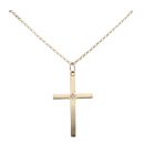 9ct Yellow Gold 0.10ct Diamond Cross Pendant And Chain 38"