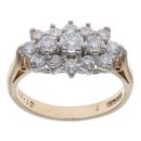 9ct Yellow Gold 1.00ct Brilliant Cut Diamond Cluster Ring