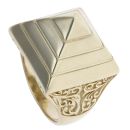 9ct Yellow Gold Patterned Pyramid Ring