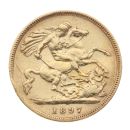 1897 Victoria Old Head UK Half Sovereign Coin