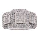 18ct White Gold 1.00ct Princess and Brilliant Cut Diamond Cluster Ring