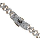 14ct Yellow Gold Monaco Classic Pave Lock Curb Chain 18"