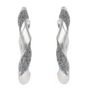 Silver Glitter Twist Hoop Earrings By Icesia