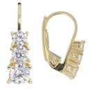 14ct Yellow Gold Children's Cubic Zirconia Three Stone Earrings