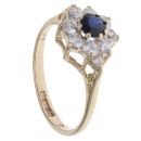 9ct Yellow Gold Cubic Zirconia and Sapphire Flower Cluster Ring