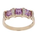 9ct Yellow Gold 0.05ct Diamond and Amethyst Ring