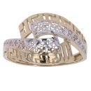 14ct Yellow and White Gold Greek Key Wrap Around Ring