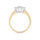 Silver 18ct Yellow Gold Plated 1.00ct Lab Grown Diamond Cluster Ring