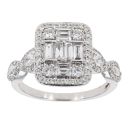 18ct White Gold 1.00ct Diamond Baguette Cluster Ring