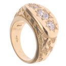 9ct Yellow Gold Three Stone Cubic Zirconia Signet Ring