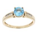 9ct Yellow Gold Created Blue Topaz and Diamond Dress Ring