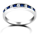18ct White Gold Diamond 0.18ct Sapphire 0.36ct Chan Set Half Eternity Ring