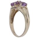 9ct Yellow Gold Amethyst Flower Cluster Ring