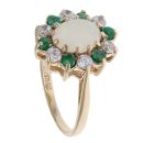 9ct Yellow Gold Cubic Zirconia, Emerald And Opal Cluster Ring