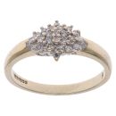 9ct Yellow Gold 0.18ct Brilliant Cut Diamond Cluster Ring