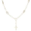 14ct Yellow and White Gold Plain and Patterned Marquise Cross Link Chain 20"