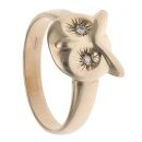 9ct Yellow Gold 0.05ct Diamond Owl Ring