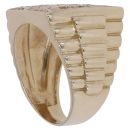 9ct Yellow Gold Cubic Zirconia Leaf Signet Ring