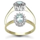 9ct Yellow Gold 0.12ct Diamond & Blue Topaz Ring