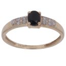9ct Yellow Gold 0.05ct Diamond and Sapphire Single Stone Ring