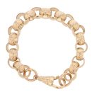 9ct Yellow Gold Patterned And Plain Belcher Bracelet 10"