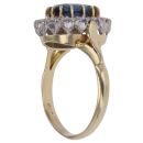 18ct Yellow Gold 0.85ct Oval Sapphire And Diamonds Cluster Ring