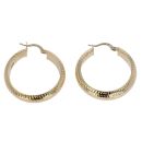 14ct Yellow Gold Patterned Hoop Earrings