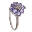 9ct White Gold 0.05ct Diamond and Tanzanite Cluster Ring