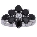 9ct White Gold Cubic Zirconia and Sapphire Cluster Ring