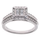 18ct White Gold 0.52ct Princess and Brilliant Cut Diamond Cluster Ring