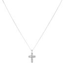 9ct White Gold Cubic Zirconia Cross Pendant and Chain 18"