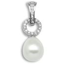 18ct White Gold 0.21ct Diamond Pearl Drop Pendant
