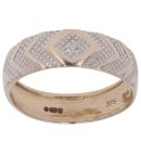 9ct Yellow Gold 0.01ct Diamond Patterned Signet Ring