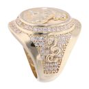 9ct Yellow Gold Cubic Zirconia Panther Signet Ring