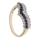 9ct Yellow Gold 0.05ct Brilliant Cut Diamond and Sapphire Wishbone Ring