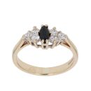 9ct Yellow Gold Cubic Zirconia and Sapphire Fancy Ring