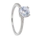 Silver Cubic Zirconia Solitaire Shoulders Ring by Icesia